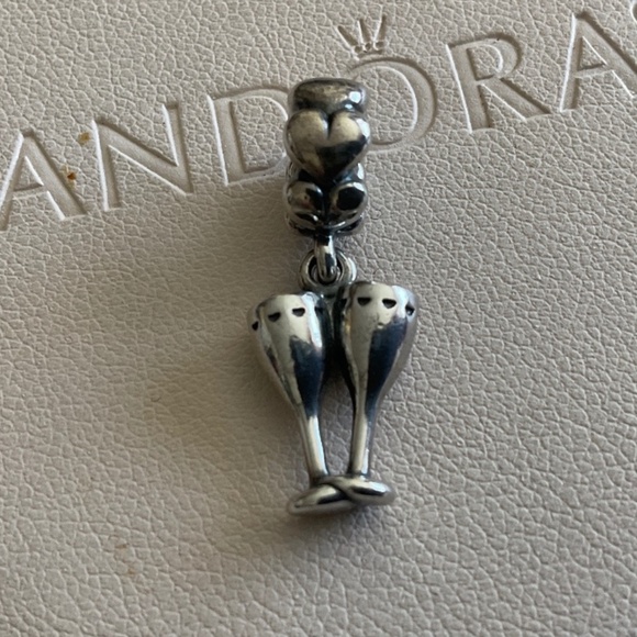 Pandora champagne glasses silver charm - Picture 2 of 2